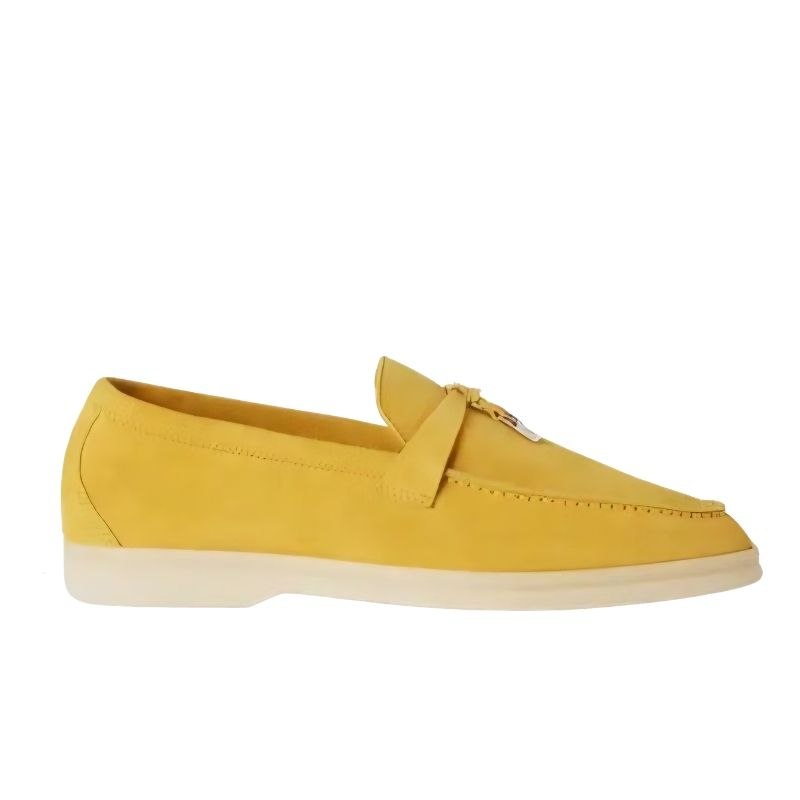 Loro Piana Summer Charm Walk Suede Loafers in Yellow