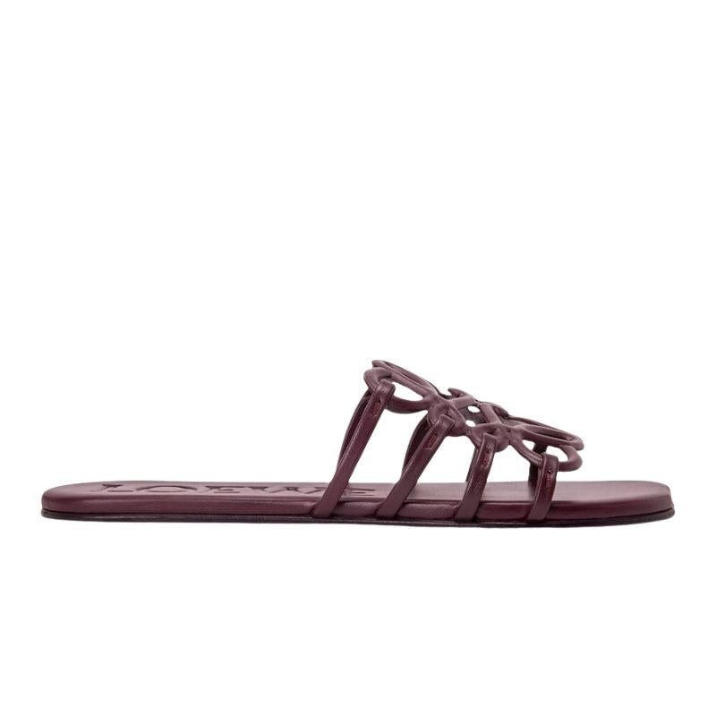 LOEWE Petal Anagram slide in soft calfskin burgandy