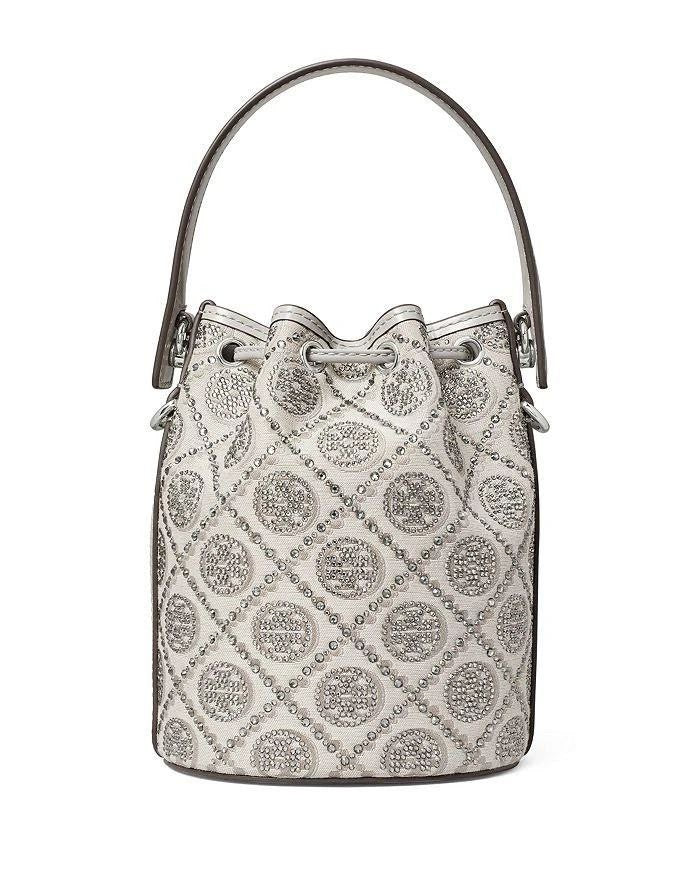 Tory Burch T MONOGRAM LEATHER BUCKET BAG Grey