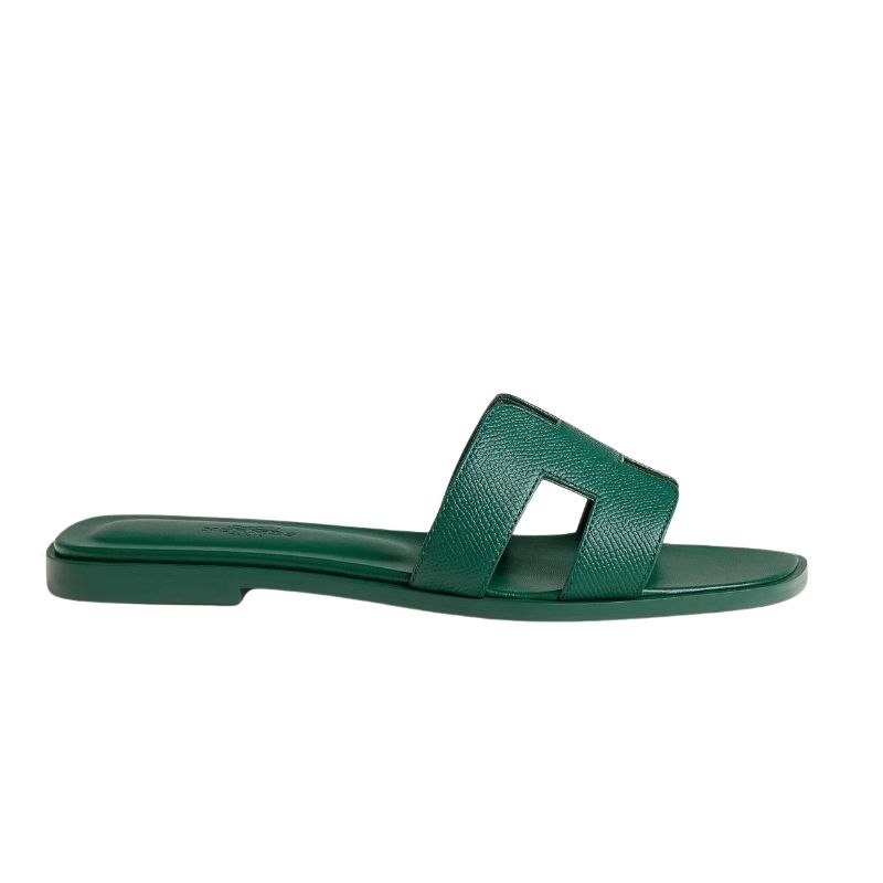 Hermes Oran Sandal Vert Oyat Leather
