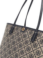 Tory Burch Monogram Zip Tote Bag Navy