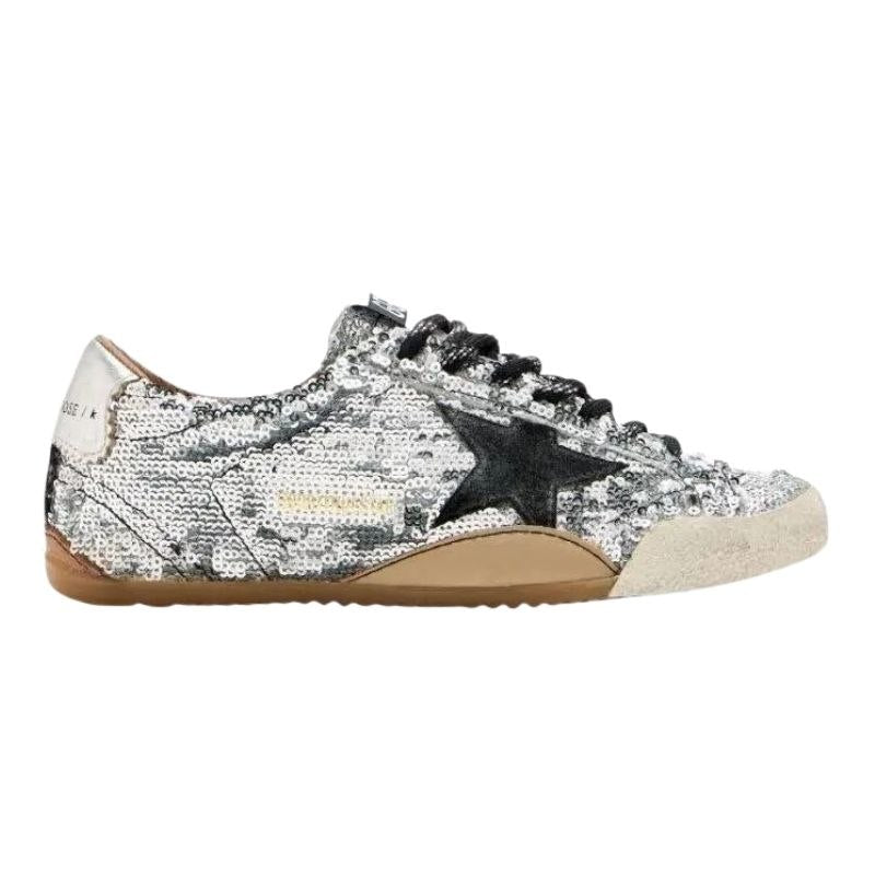 Golden Goose True-Star in silver sequins with black star