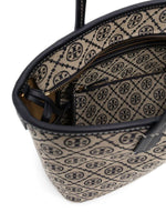 Tory Burch Monogram Zip Tote Bag Navy