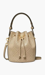 Tory Burch T MONOGRAM LEATHER BUCKET BAG