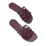 LOEWE Petal Anagram slide in soft calfskin burgandy