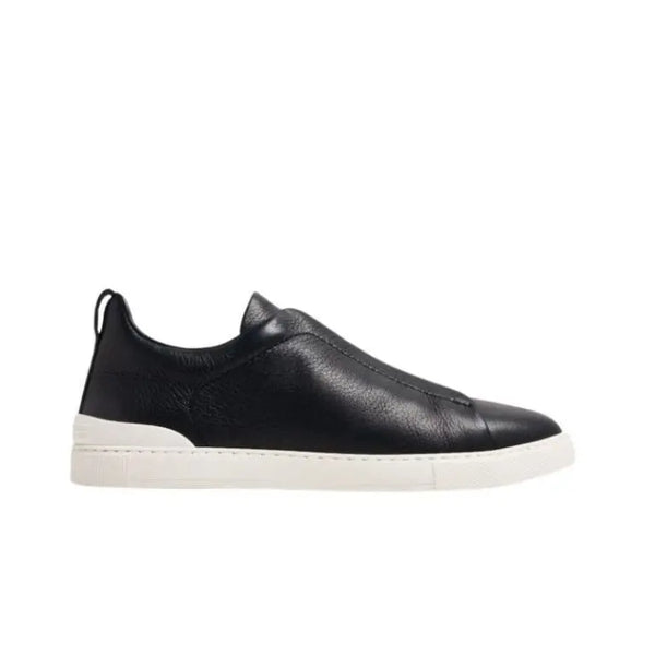 Zegna Leather Triple Stitch Monte Black