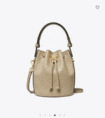 Tory Burch T MONOGRAM LEATHER BUCKET BAG