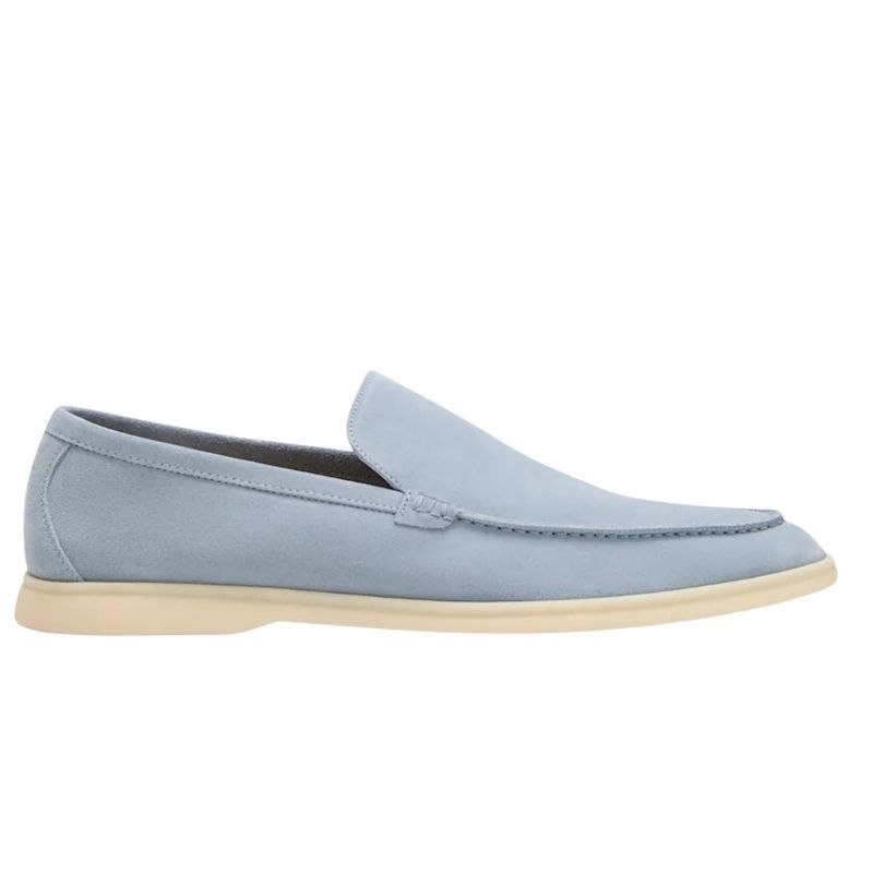 Loro Piana Men's Casual Loafers Light Blue Suede