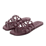 LOEWE Petal Anagram slide in soft calfskin burgandy