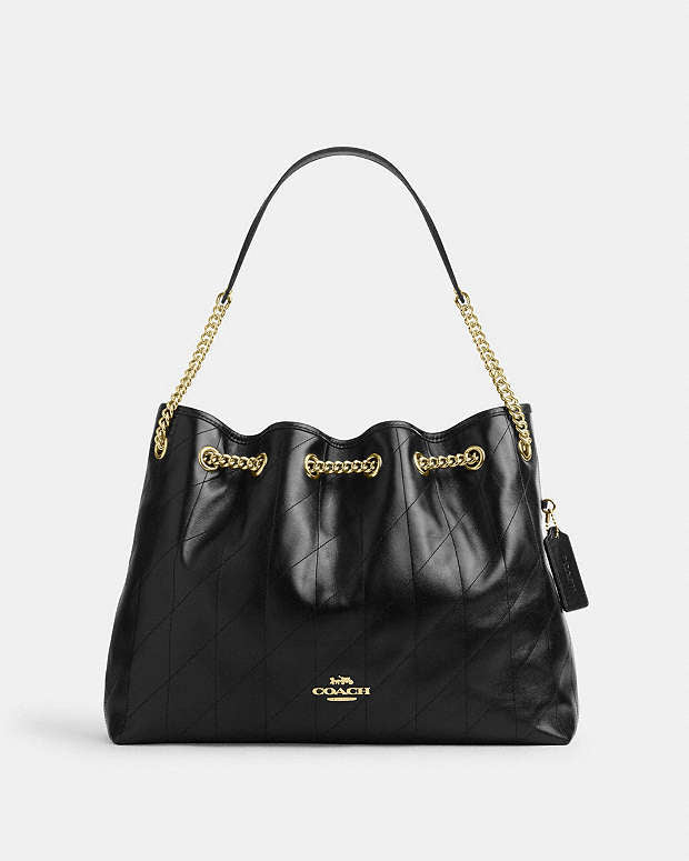 Coach Evelyn Shoulder Bag With Quilting Black