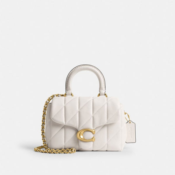 Coach Quilted Tabby 20 shoulder bag in brown nappa leather Chalk