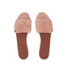 Loro Piana Pink Suede Summer Charms Flat Slides