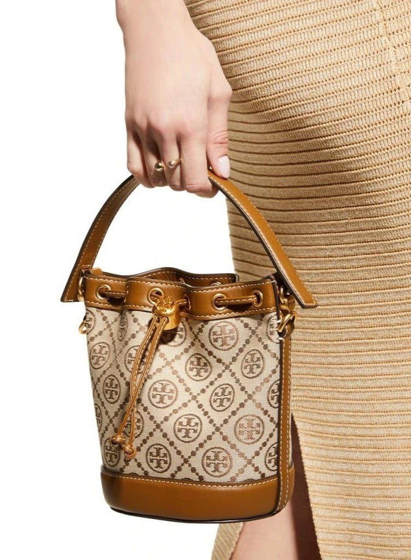 Tory Burch T MONOGRAM LEATHER BUCKET BAG