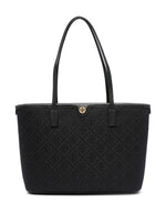 Tory Burch Monogram Zip Tote Bag Black