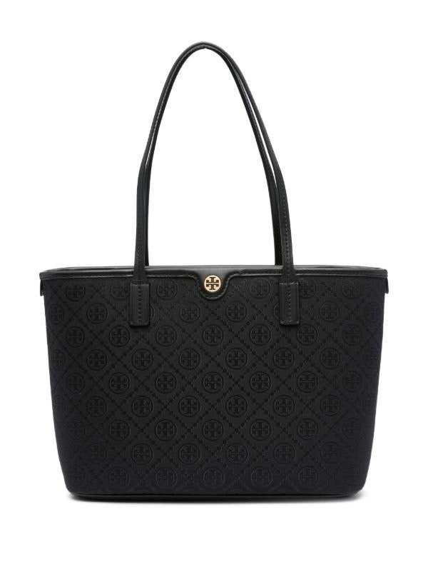 Tory Burch Monogram Zip Tote Bag Black
