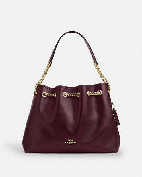 Coach Evelyn Shoulder Bag With Quilting Burgundy