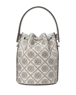 Tory Burch T MONOGRAM LEATHER BUCKET BAG Grey