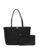 Tory Burch Monogram Zip Tote Bag Black