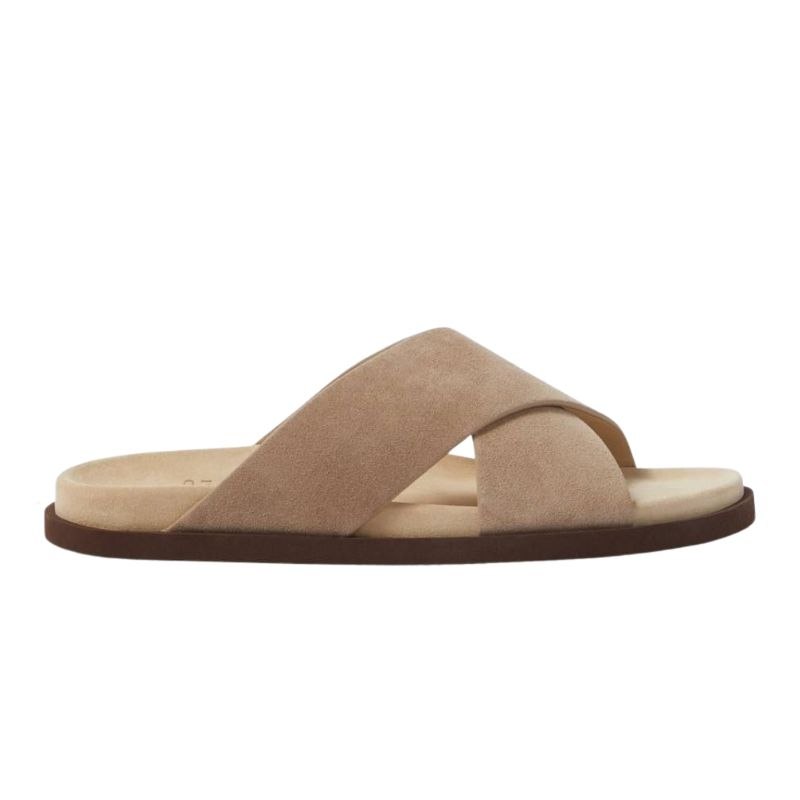 Brunello Cucinelli Biege Suede Crossover Sandals