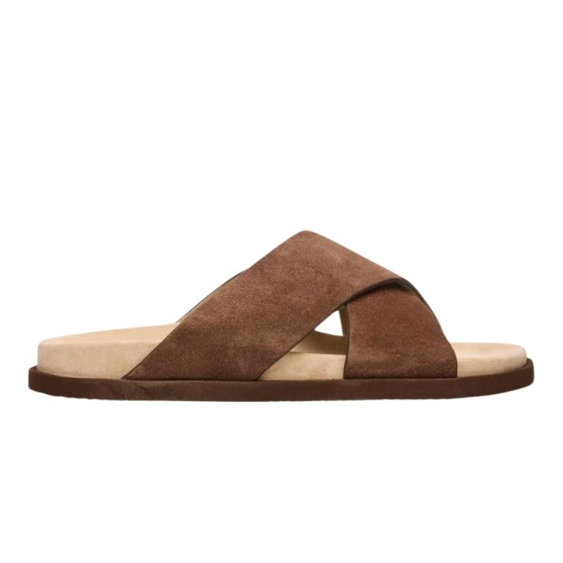 Brunello Cucinelli Brown Suede Crossover Sandals