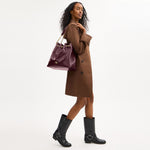 Coach Evelyn Shoulder Bag With Quilting Burgundy