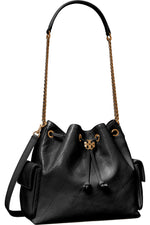 Tory Burch large Charlie quilted drawstring shoulder bag Black