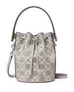 Tory Burch T MONOGRAM LEATHER BUCKET BAG Grey
