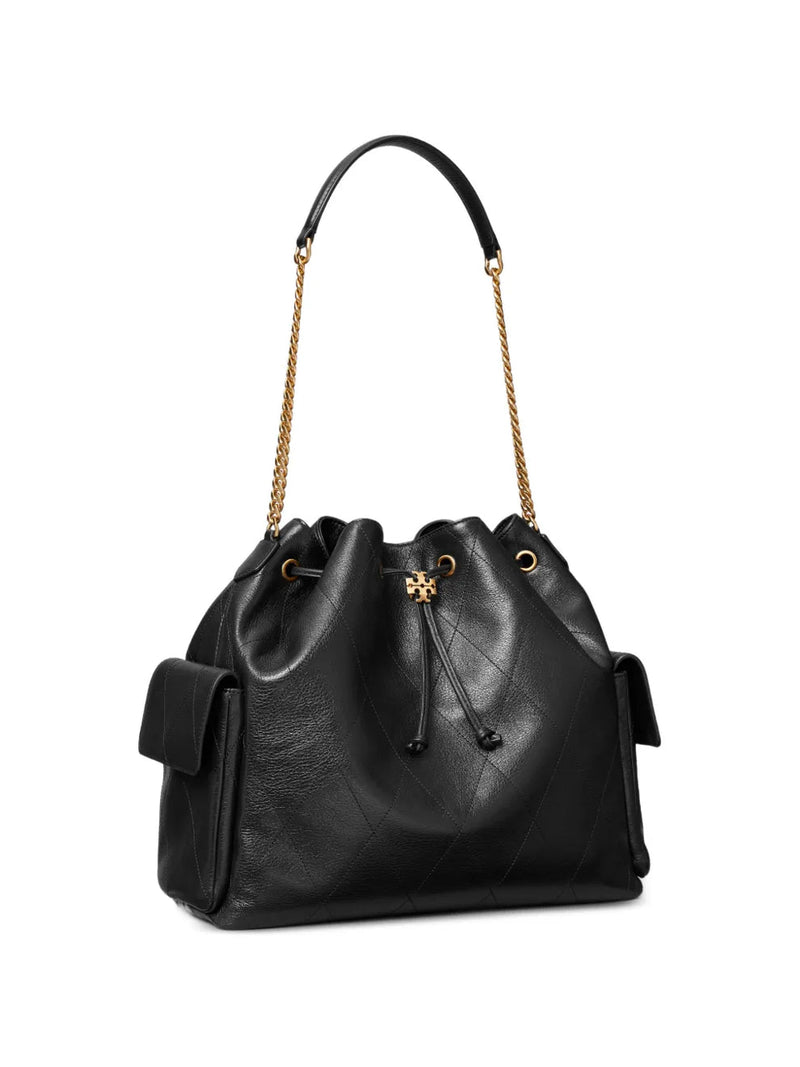Tory Burch large Charlie quilted drawstring shoulder bag Black
