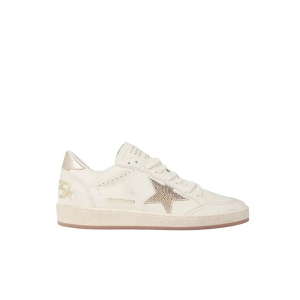 Golden Goose Ball Star in white leather with crystal star