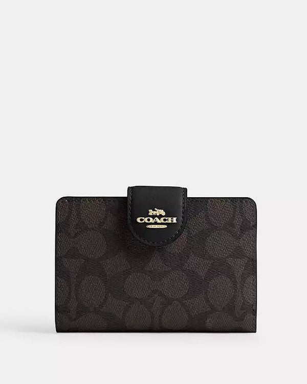 Coach Medium Corner Zip Wallet Signature Brown