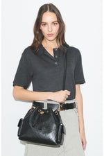 Tory Burch large Charlie quilted drawstring shoulder bag Black