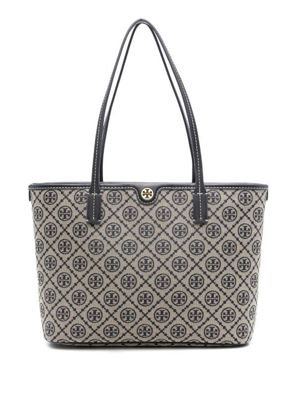 Tory Burch Monogram Zip Tote Bag Navy